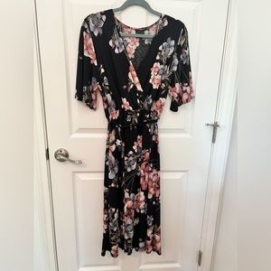 Floral Faux Wrap Dress